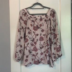 Loft 3/4 length sleeve mixed media blouse